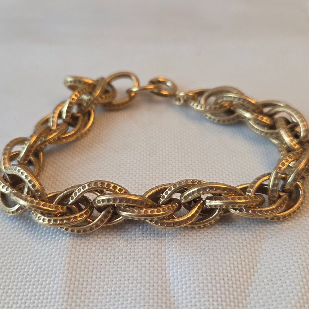Brushed Gold Tone Link Bracelet